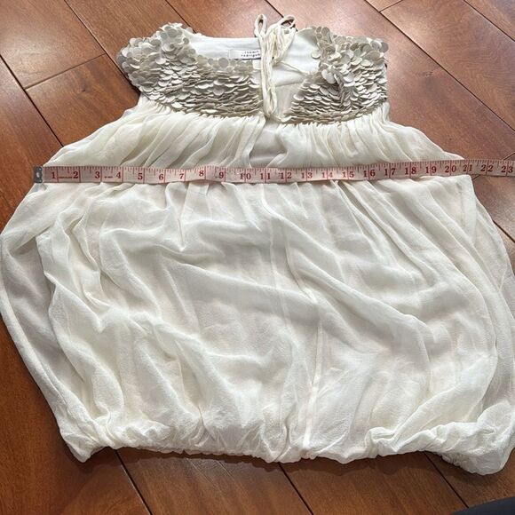 Robert Rodriguez White Silk Sleeveless Leather Floral Patels Accents Size 10 - Picture 6 of 8